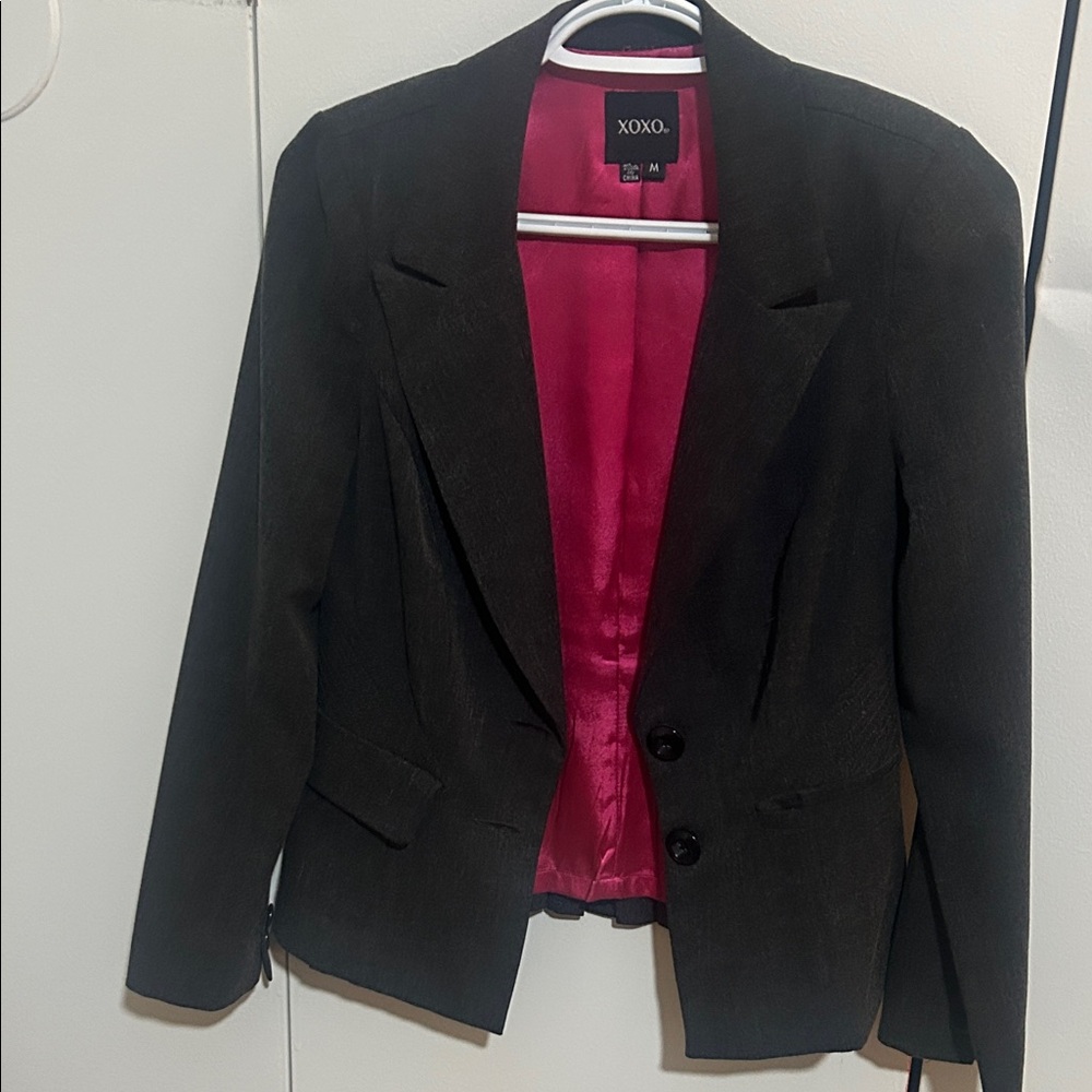 XOXO Black Blazer with Vibrant Pink Interior